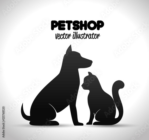 pet shop poster dog and cat silhouette vector illustration eps 10