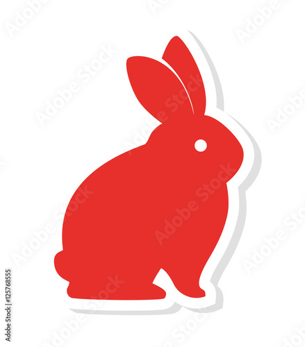 silhouette red rabbit icon vector illustration eps 10