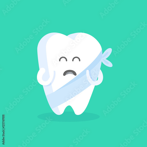 Cute cartoon tooth character with face, eyes and hands. The concept for the personage of clinics, dentists, posters, signage, web sites