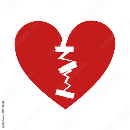 broken red heart over white background. vector illustration