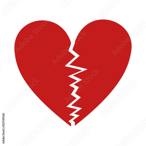 broken red heart over white background. vector illustration