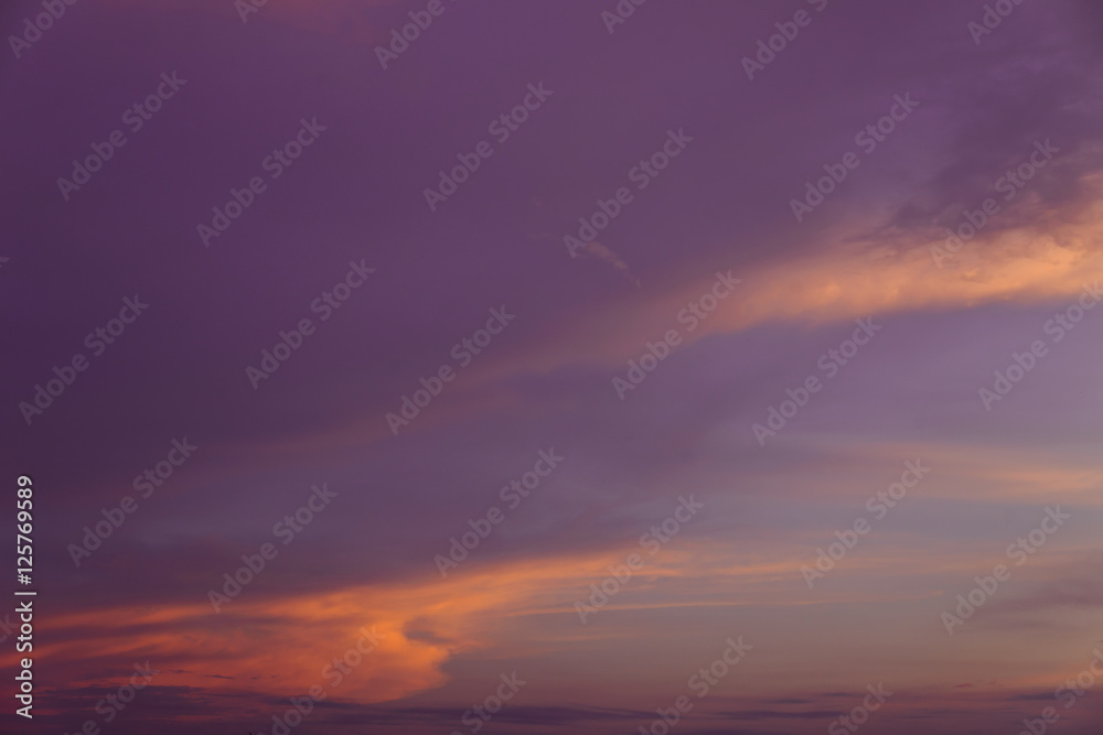 Pink Clouds against the blue sunset sky