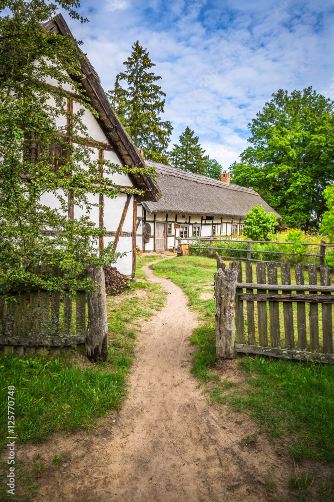 Old wooden house in Kluki, Poland