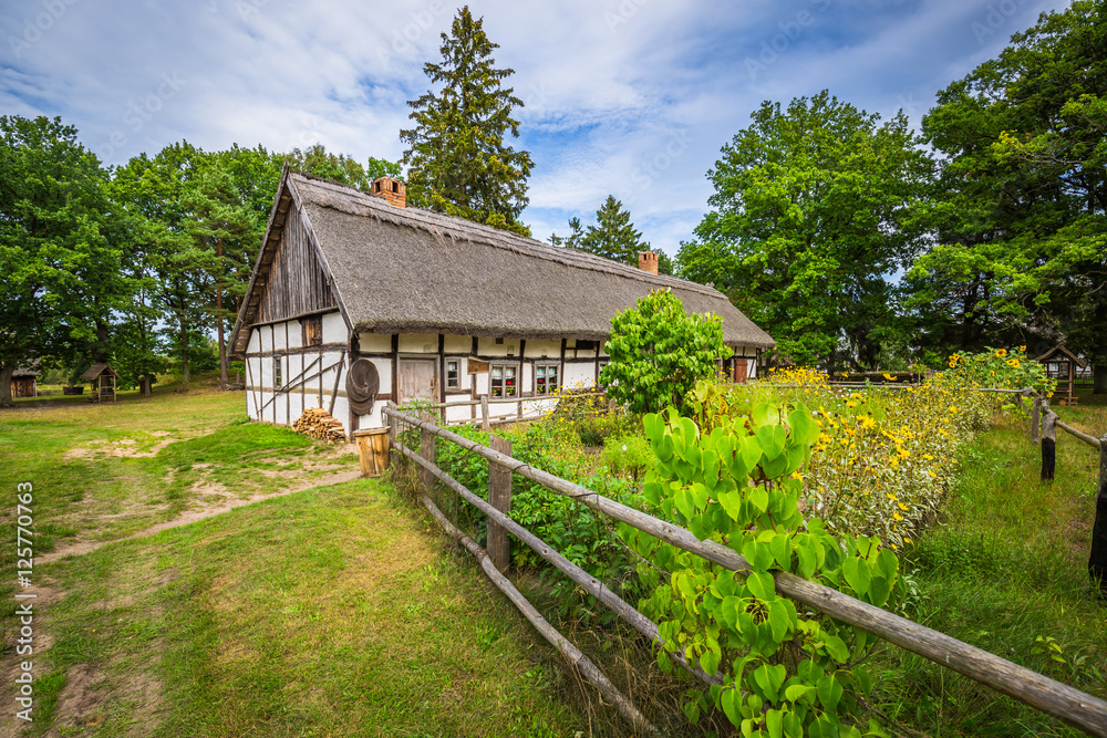 Old wooden house in Kluki, Poland