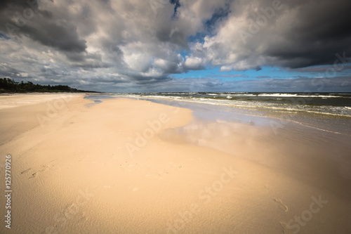 Sandy beach in Leba town, Baltic Sea, Poland