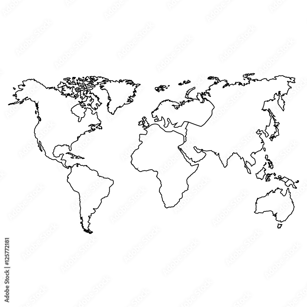 silhouette of world map icon. atlas worldwide over white background. vector illustration