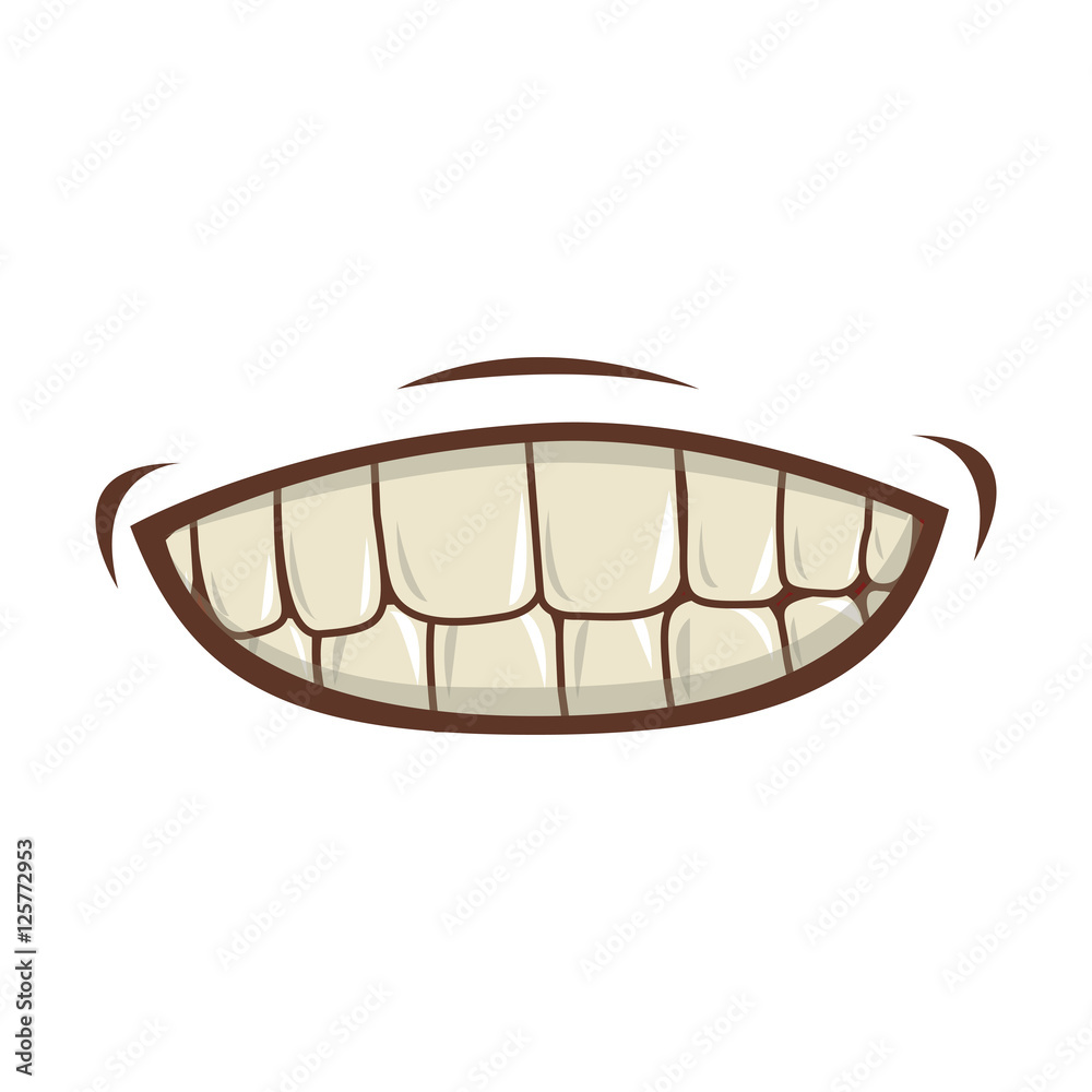 cartoon mouth with teeths with happy expression over white background. vector illustration cartoon mouth with teeths with happy expression over white background. vector illustration