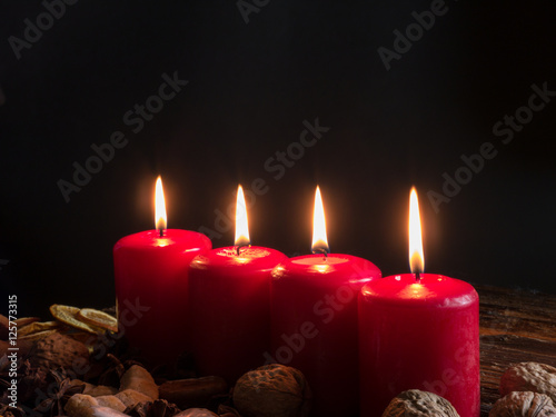 Four Red Christmas Candles