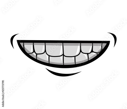 silhouette of cartoon mouth with teeths with happy expression over white background. vector illustration