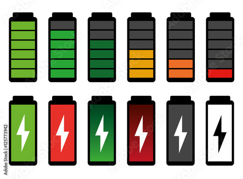 Batterien und Akkus verschiedener Ladestände