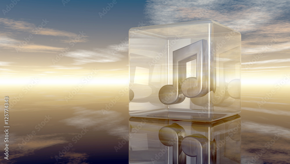 Naklejka premium musiknote in glaswürfel
