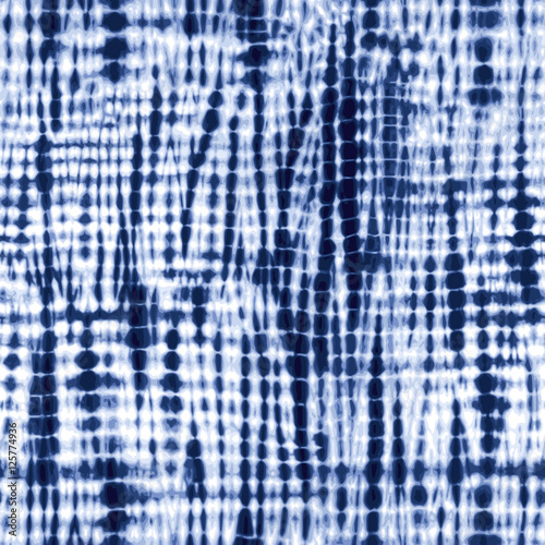 Indigo blue tie-dye pattern. Editable vector seamless repeat. photo
