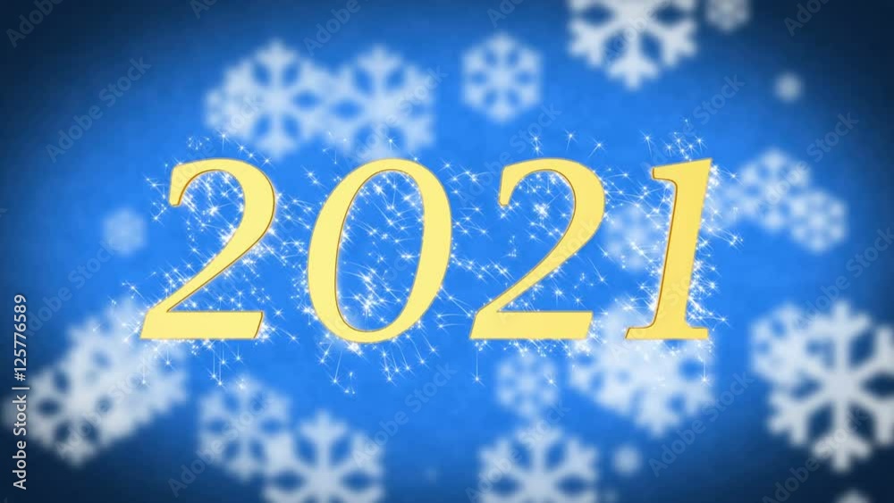2021 creative New Year celebration message on blue snowy background, screensaver 2021 creative New Year celebration message on blue snowy background, screensaver