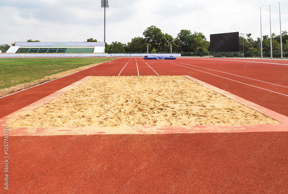 long jump sand pit in stadium Stock Photo | Adobe Stock
