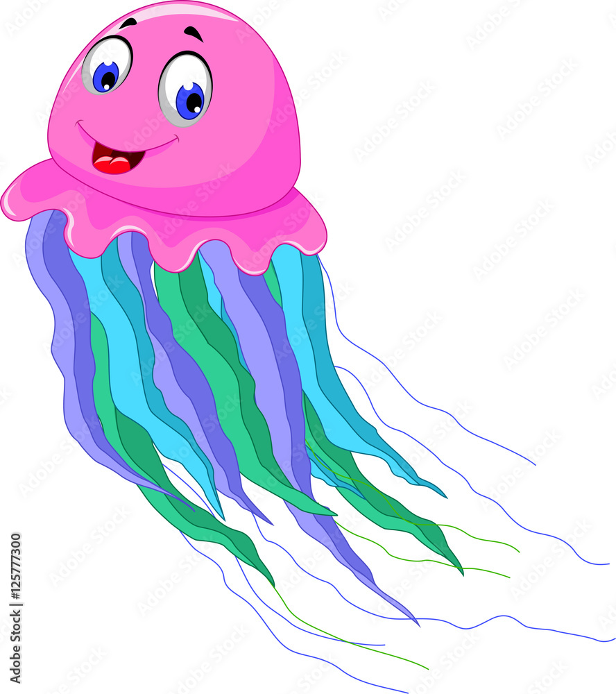 Naklejka premium Cute jellyfish cartoon smiling
