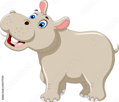 funny hippo cartoon smiling