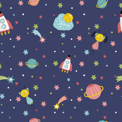Crédence de cuisine Cosmos patrons Filles aliens et vaisseaux interstellaires  © studioworkstock