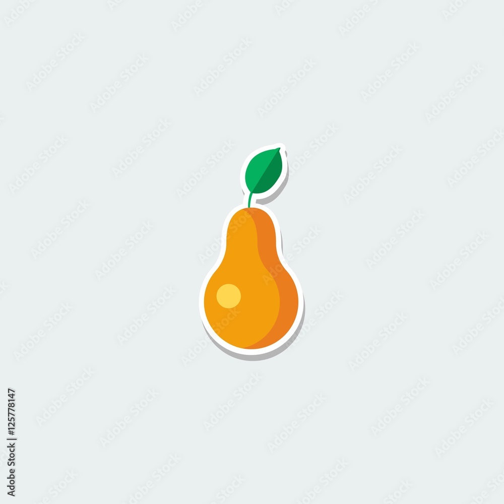 Symbol ripe pear with leaf. Fresh organic fruit colorful single icon ...