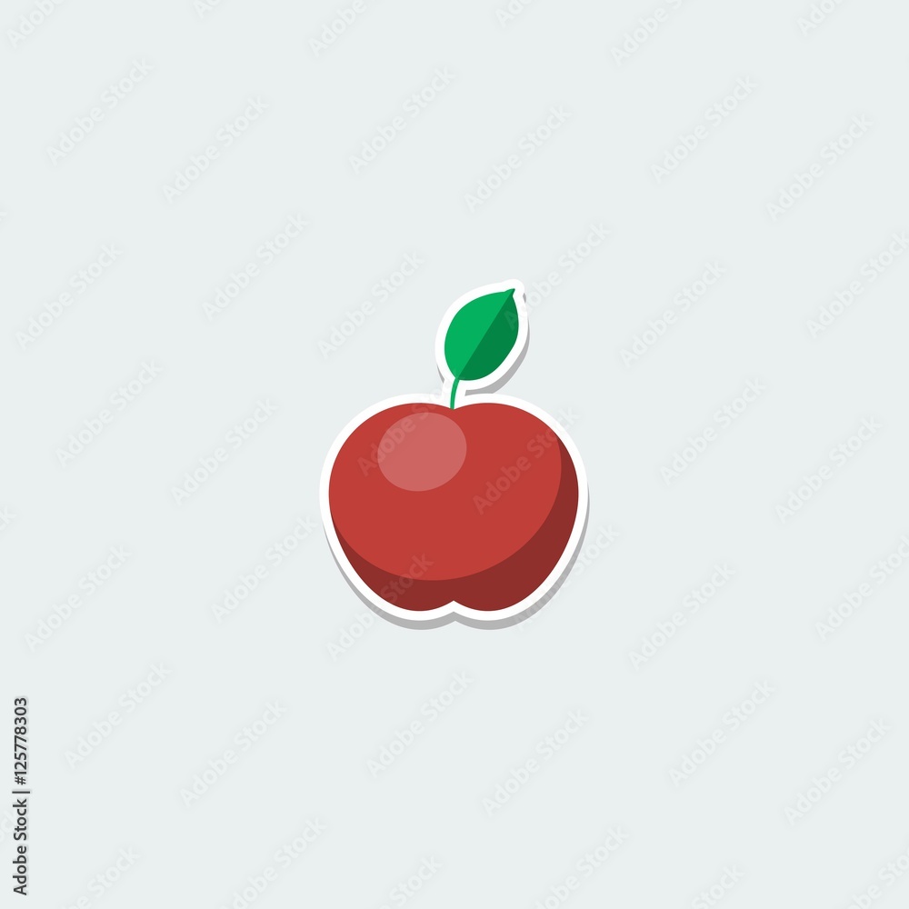 Symbol ripe apple with leaf. Fresh organic fruit colorful single icon. Basic element for web isolated on white background vector illustration in flat design. Symbol ripe apple with leaf. Fresh organic fruit colorful single icon. Basic element for web isolated on white background vector illustration in flat design.