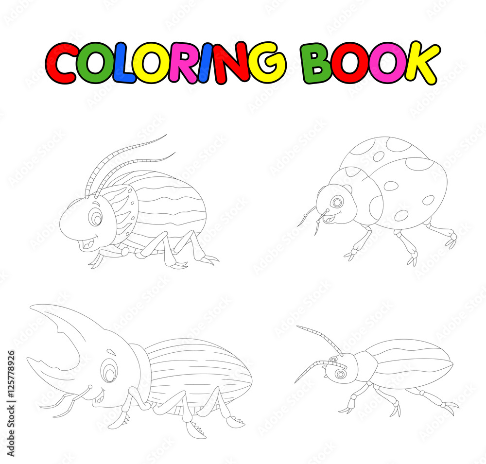 coloring book of beetle cartoon