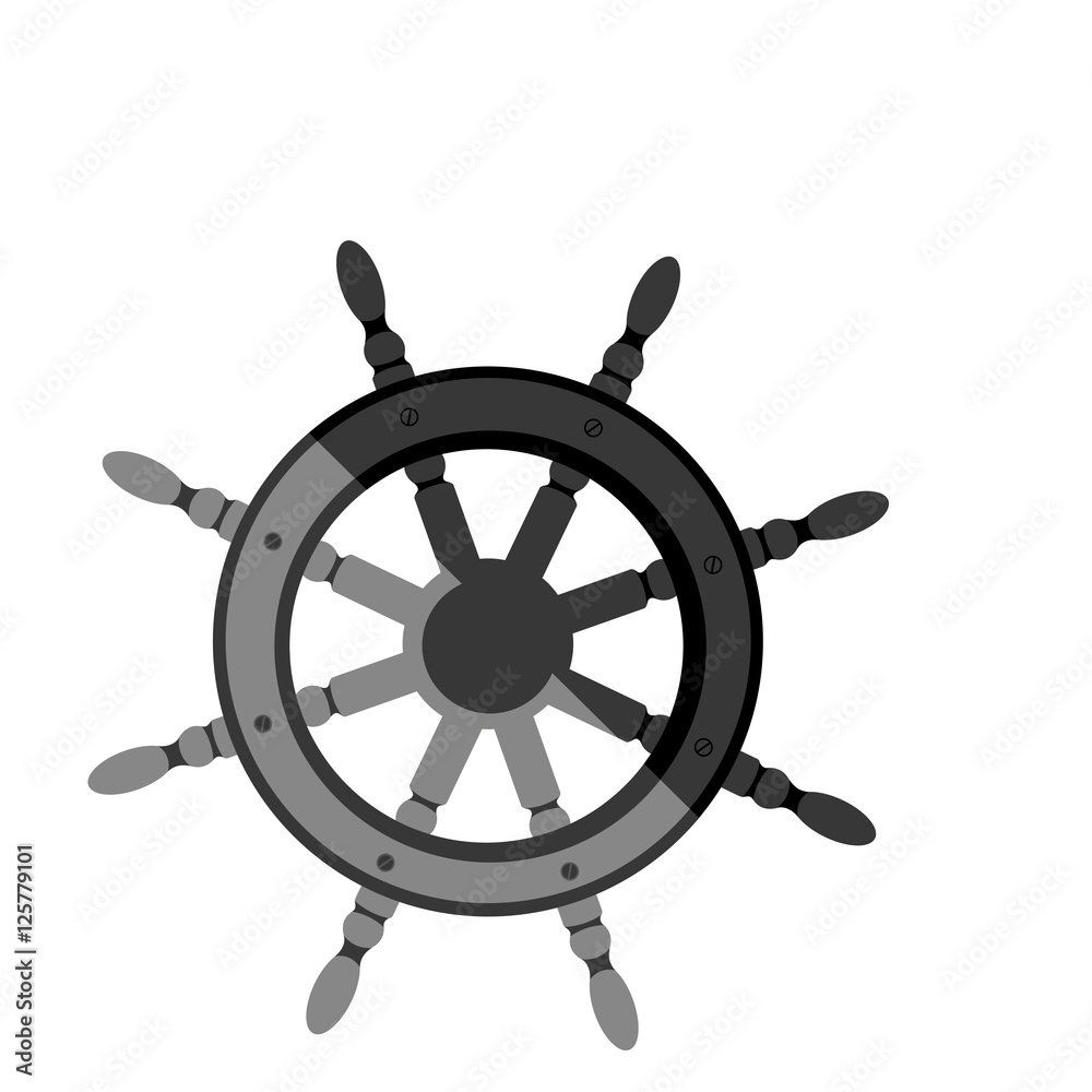 boat rudder icon over white background. nautical symbol. vector illustration