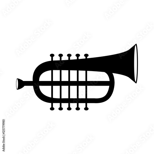silhouette of trumpet musical instrument icon over white background. vector illustration