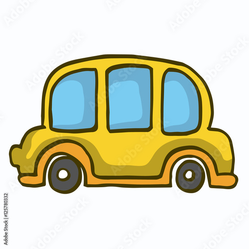 Yellow car cute vector illustration