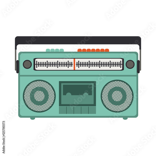 retro green radio portable icon over white background. vector illustration