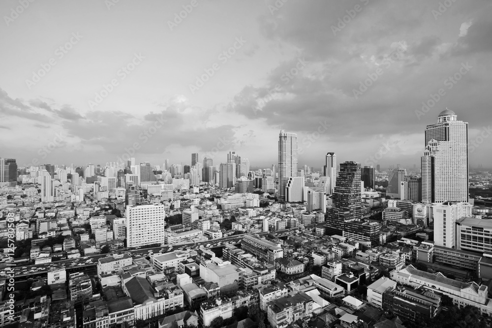 black and white bangkok city