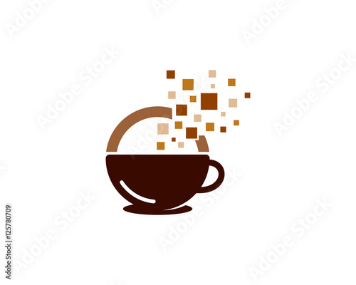 Digital Pixel Coffee Logo Design Template