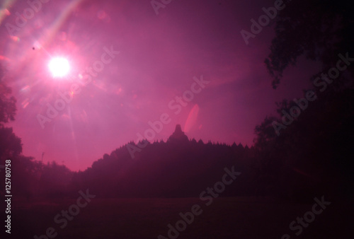 eclipse above borobudur temple