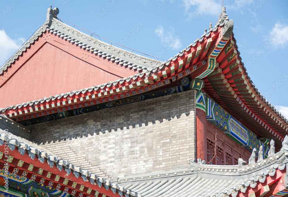 Building with chinese-style roof.