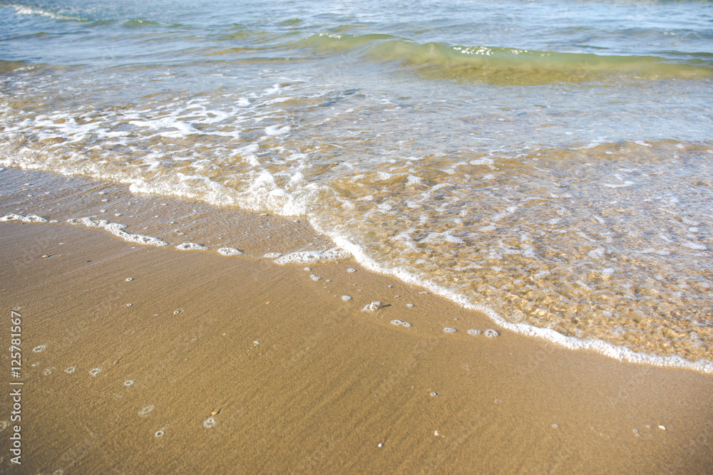 Sea wave on beach background.