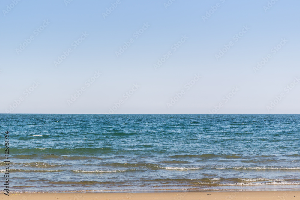 View of beach and skyline background View of beach and skyline background