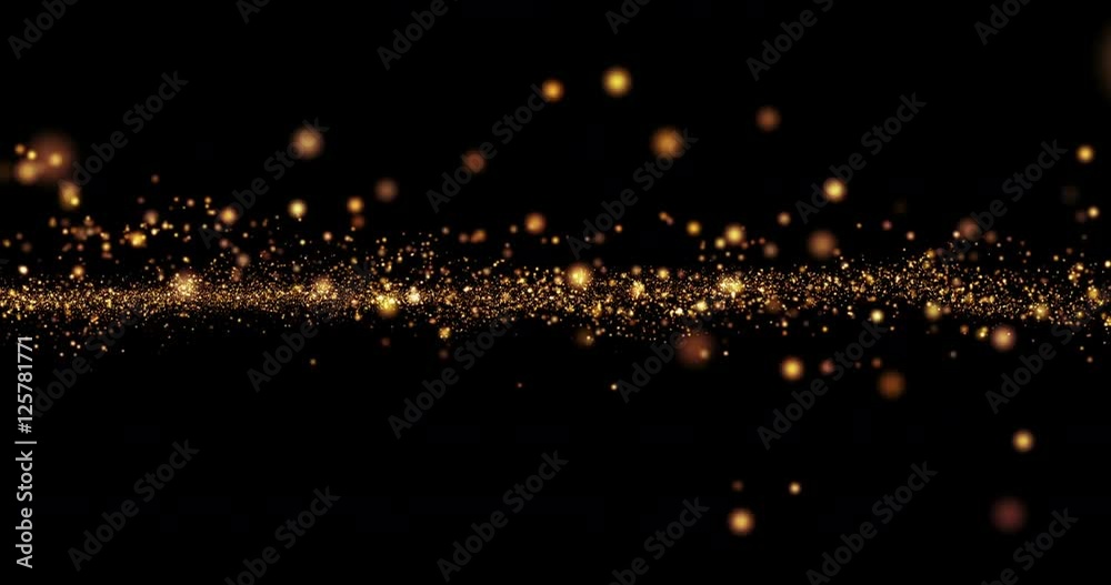 christmas golden light shine particles bokeh loopable on black background, holiday concept