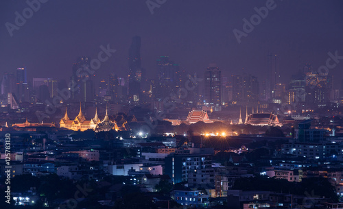 The beautiful scenery of Bangkok the capital cities of Thailand in the night time.