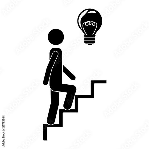 person up the stairs icon over white background. pictogram design. vector illustration