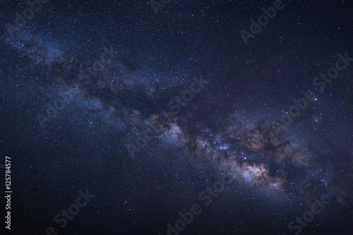 Milky Way galaxy  Long exposure photograph  with grain.High reso