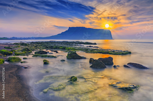 Photography Sunrise at Seongsan Ilchulbong, Jeju island, South Korea.