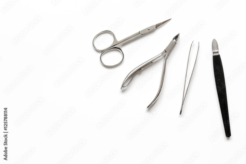 nail care - manicure set on white background top view nail care - manicure set on white background top view