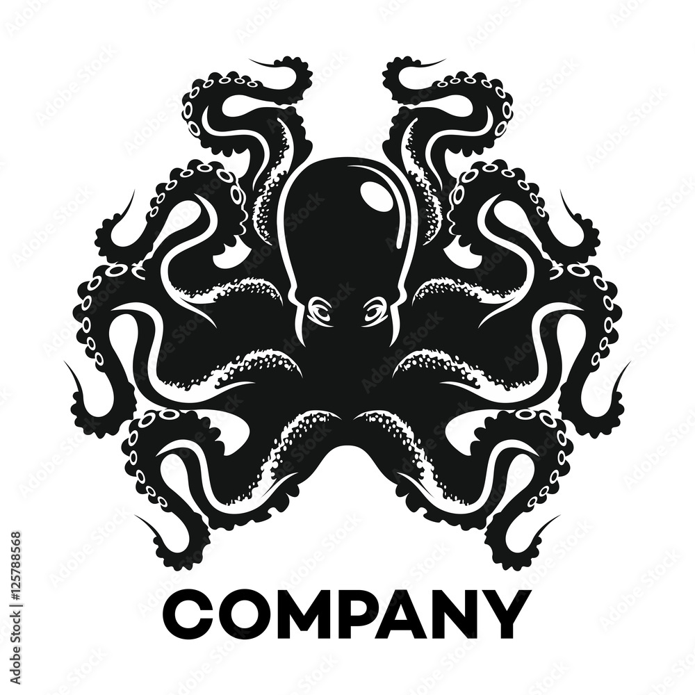 Fototapeta premium Black octopus logo