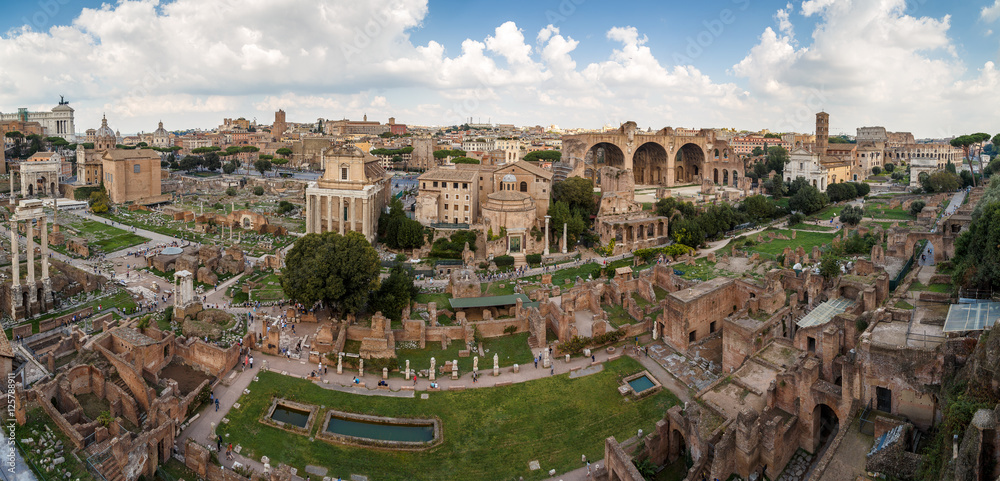 Panorama of the Roman Forum, from Capitol Hill to the Coliseum