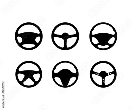 Silhouette Circle Steering Car Icon Logo