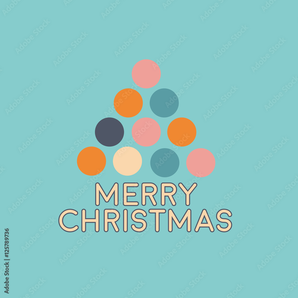 merry christmas tree in abstract shapes, on blue background. vec