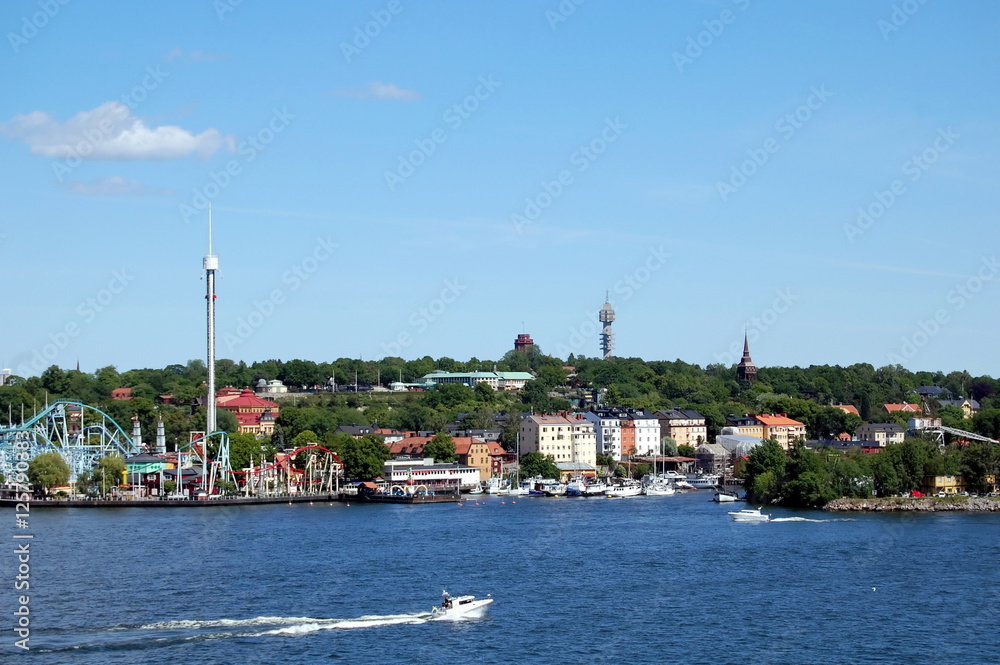 View on Stockholm, the capital of Sweden, from the ferry