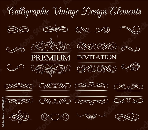 Vintage ornate frames, decorative ornaments, flourish and scroll elements. Invintation Design Eelements