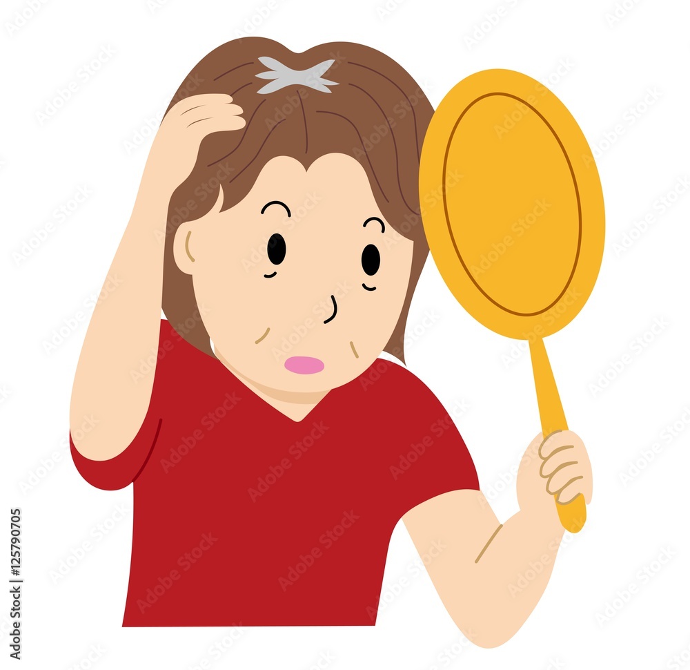 頭頂の薄毛に悩む女性 輪郭線なし Stock Vector Adobe Stock