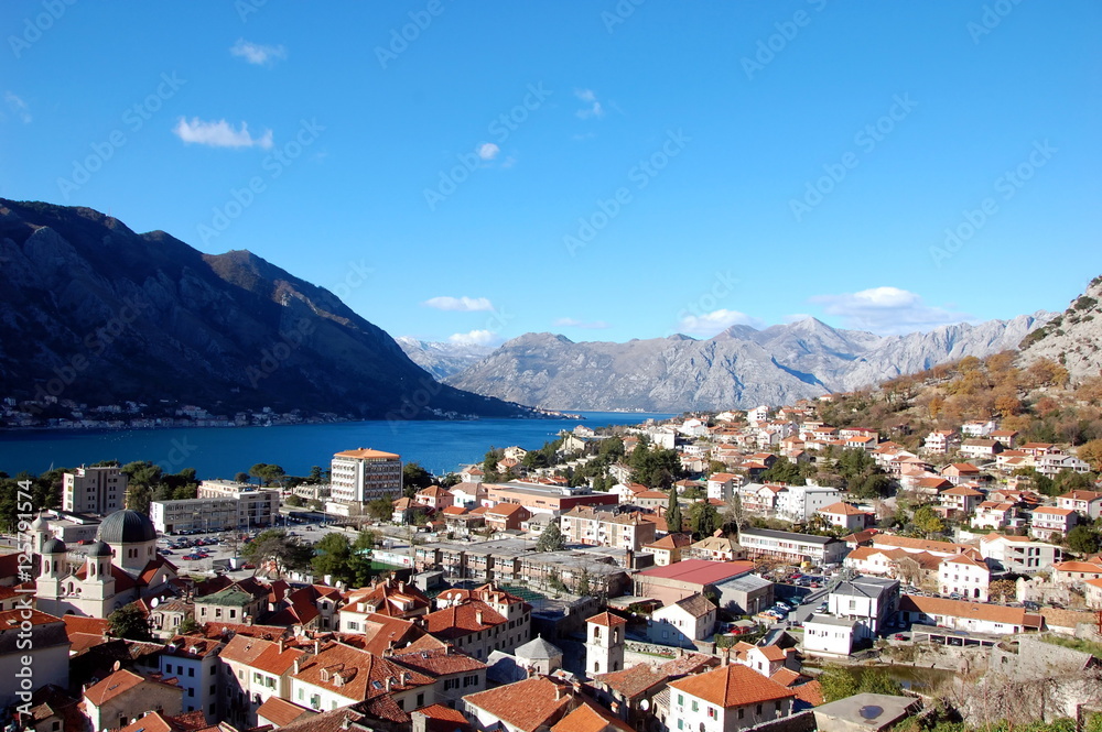 View of the Bay of Kotor from above, Montenegro