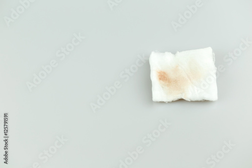 White cosmetic cotton pad after used for make up remover,isolate on white background.
