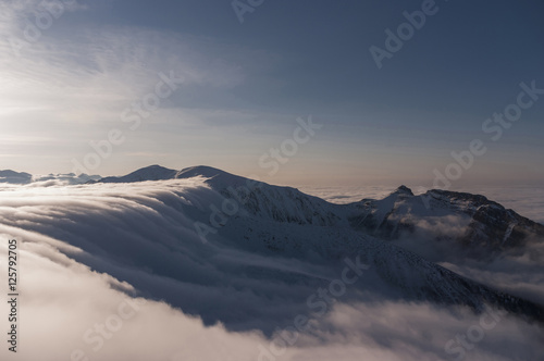 Beautiful mountain landscape during inversion